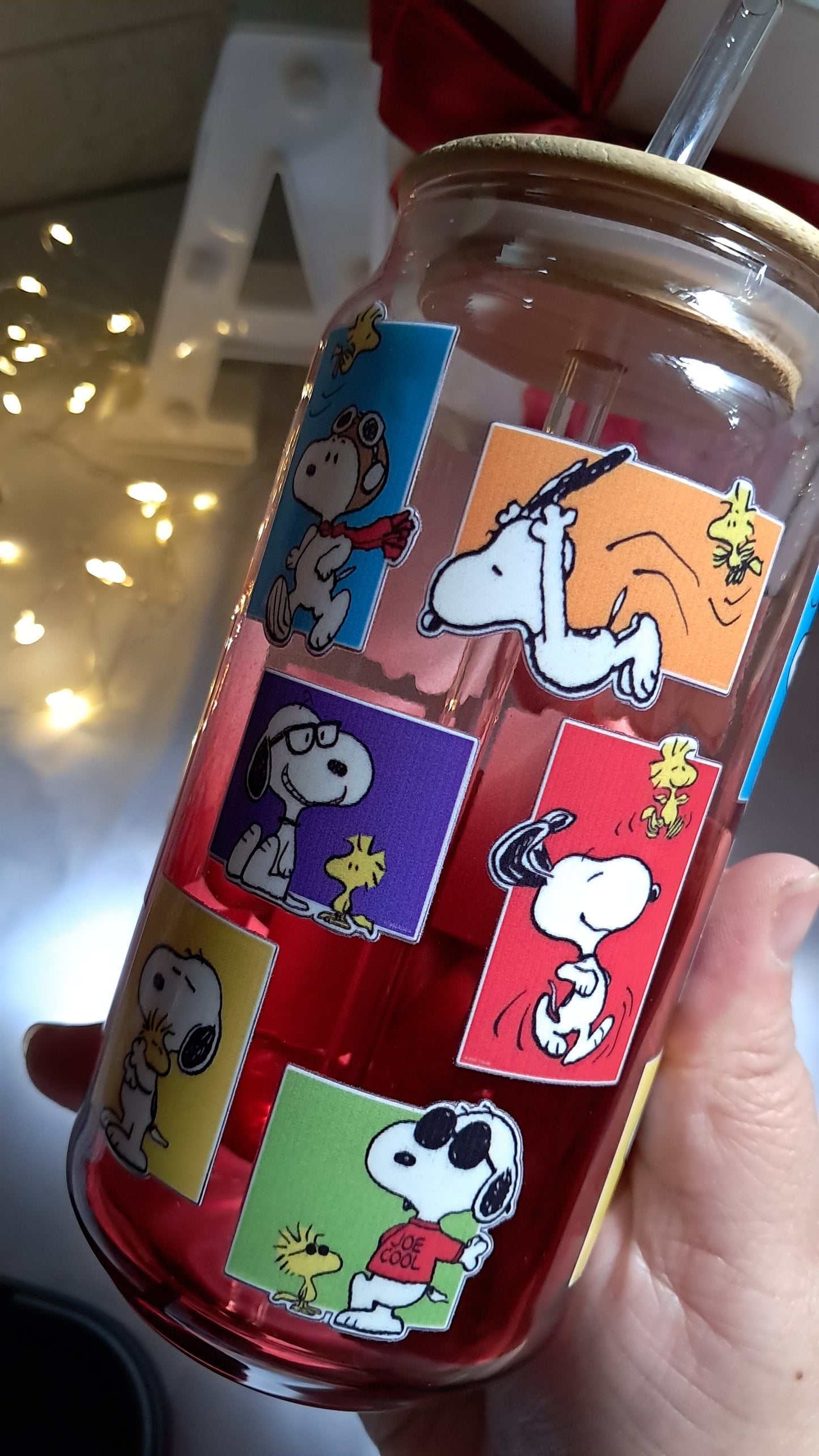 Snoopy Cuadros Vaso de vidrio