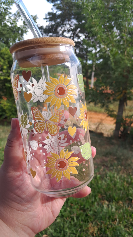 Vaso Girasol y Mariposas 🌻