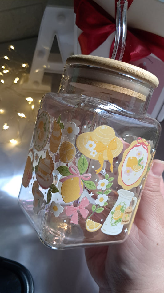 Lemon Love / Vaso Cuadrado de Vidrio