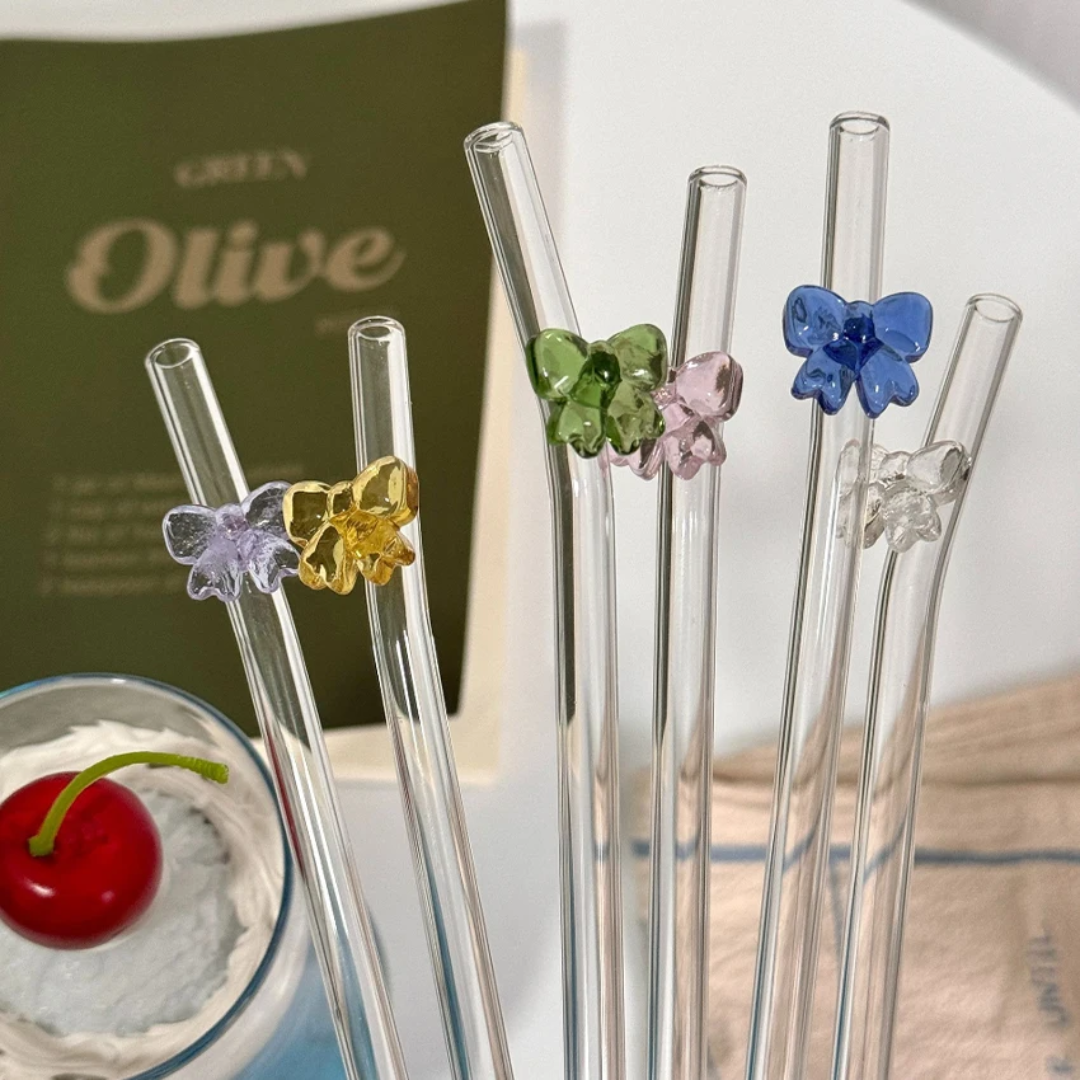 Pajita de vidrio Moños